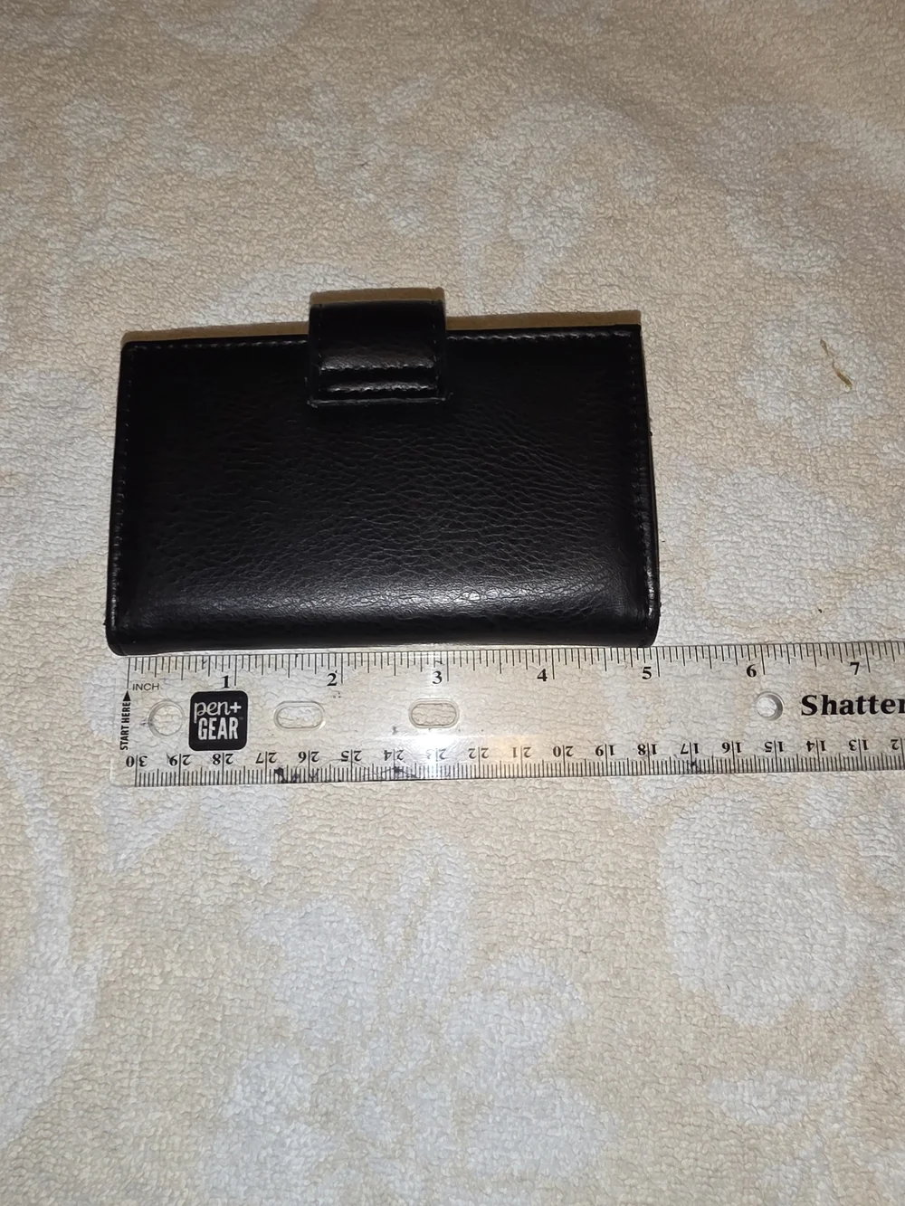 Small Leather Wallet with Snap Closure - Black